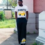T-Shirt and Linen Pants Set with Lagos Bus Artwork