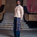 Jeans with Aso Oke Side Panels