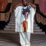 V-Neck Dansiki with Art Hand Painting in Front with Pant